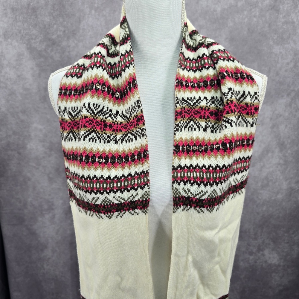 Y2K Vintage‎ Multicolor Sequin Knit Cottage Granny Swan Cozy Wrap Shawl Scarf OS - Picture 4 of 6